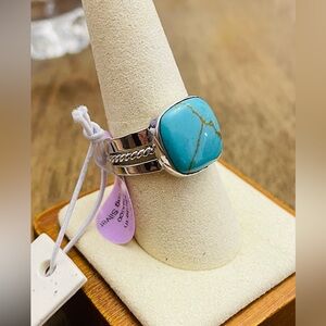 NEW Seed and Sage Sterling Silver Square Turquoise Rope Ring Size 9
